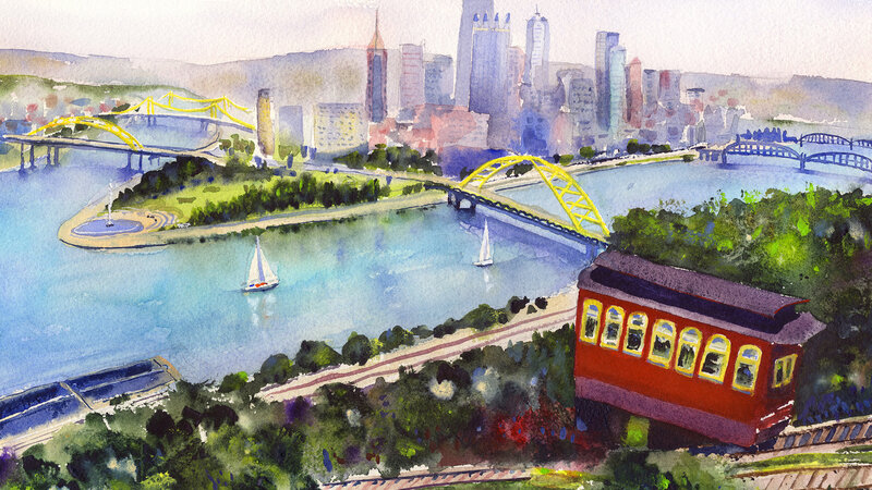 Duquesne Incline looking over the city of Pittsburgh