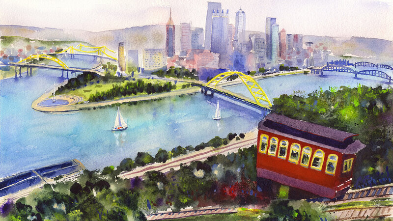 Duquesne Incline looking over the city of Pittsburgh