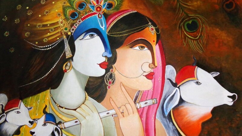 Radha Krishna Painting, 100% handcrafted, Excellent condition