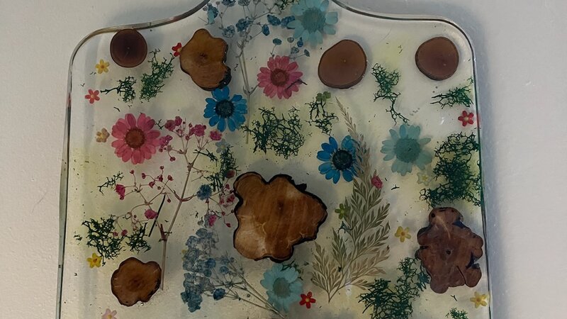 This food safe board will take on any color background if you choose to hang it.