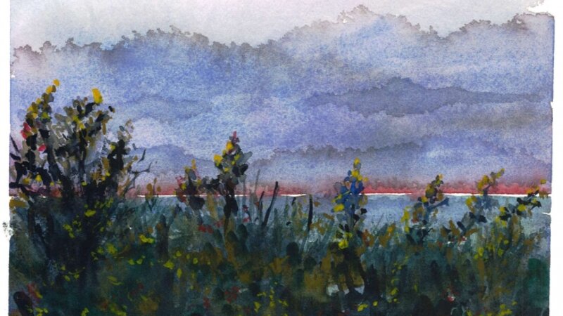 Over the Bay, 16 X 14 watercolor
