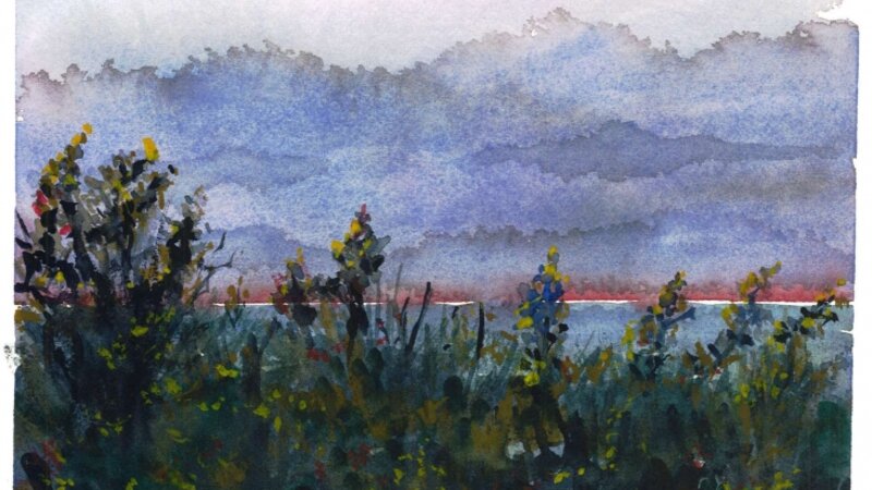 Over the Bay, 16 X 14 watercolor