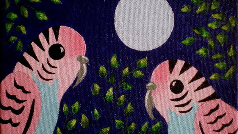 Two Budgies Groovin' 'Neath the Pale Moonlight