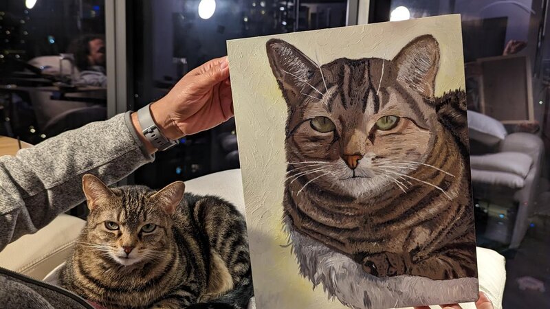 painting of Miss Ziggy near the model