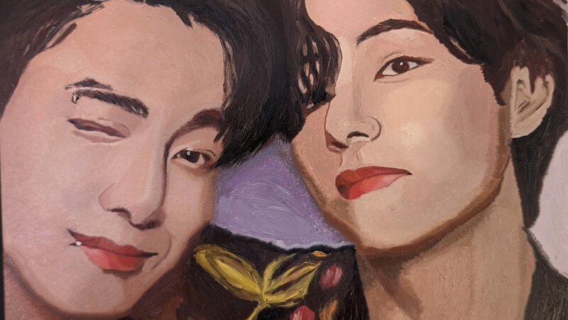 oil painting V and JK from BTS