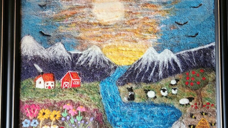 Painting with wool fiber