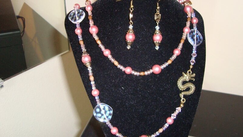 Pink Dragon Necklace Set