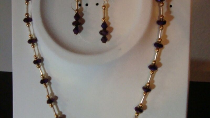 Radiant faceted swarovski cut purle Jewelry Set