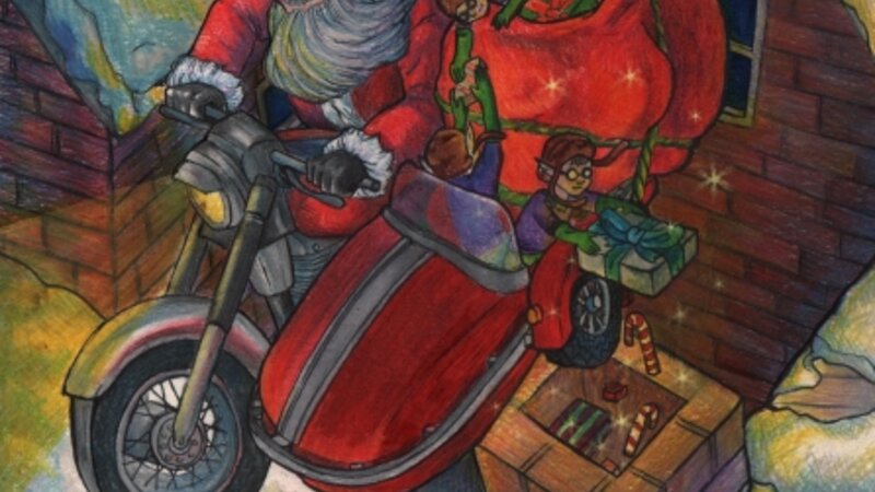 Santa, Christmas,  Motorcycle, Seasons, Red, Elf, Magical, Cool 