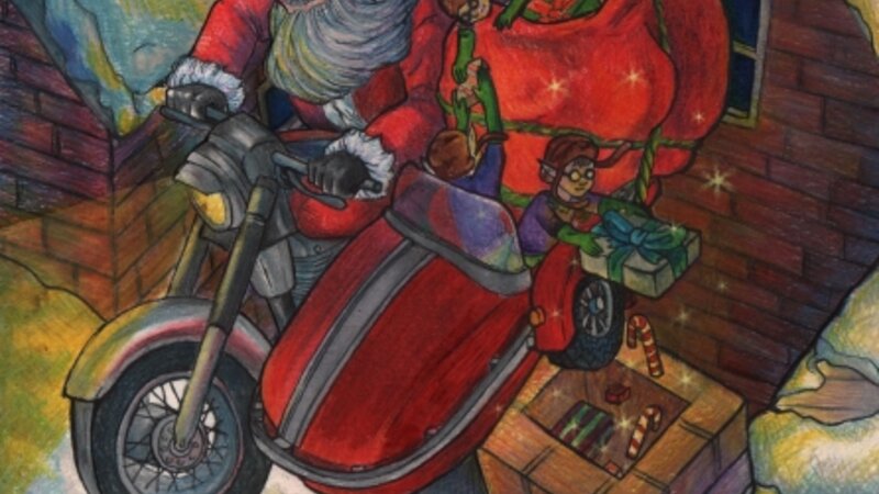 Santa, Christmas,  Motorcycle, Seasons, Red, Elf, Magical, Cool 
