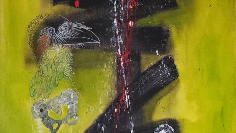 Acient Kin Mixed media painting on canvas 36" X 24"