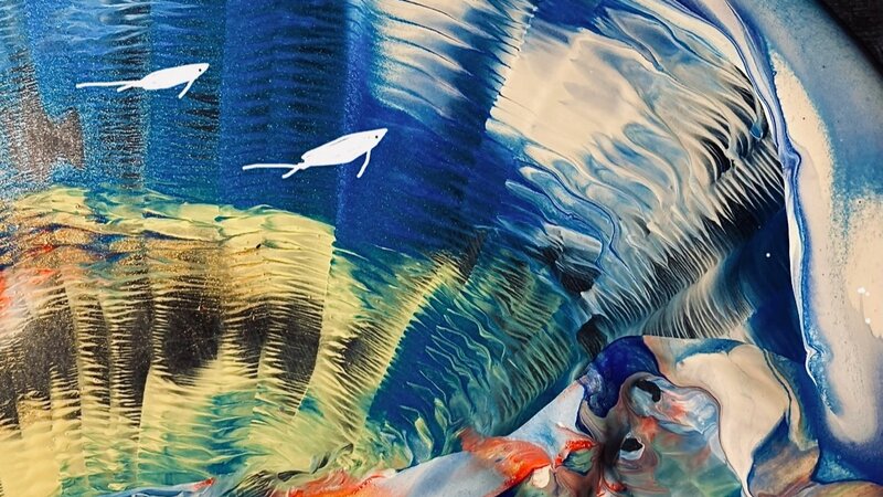 Painting in acrylic, May 1, 2025.