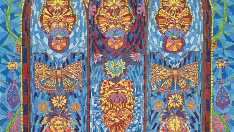 Acrylic Painting of a Stained Glass window with 30 hidden keys