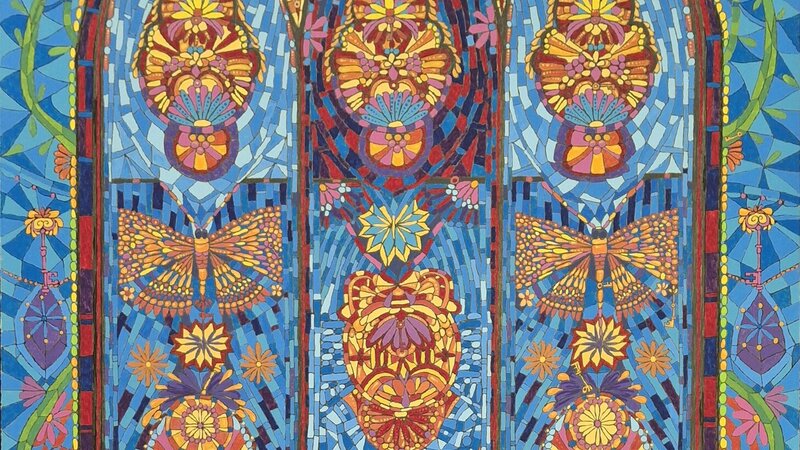 Acrylic Painting of a Stained Glass window with 30 hidden keys