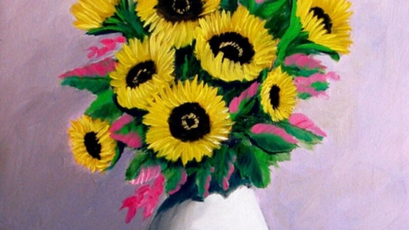 Sunflowers in White Vase