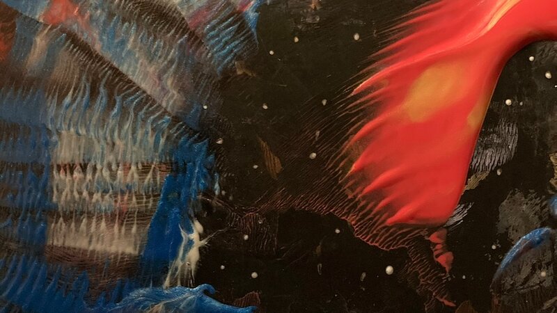 "The Dark Realm" Acrylic paints on rubber, 2023. 