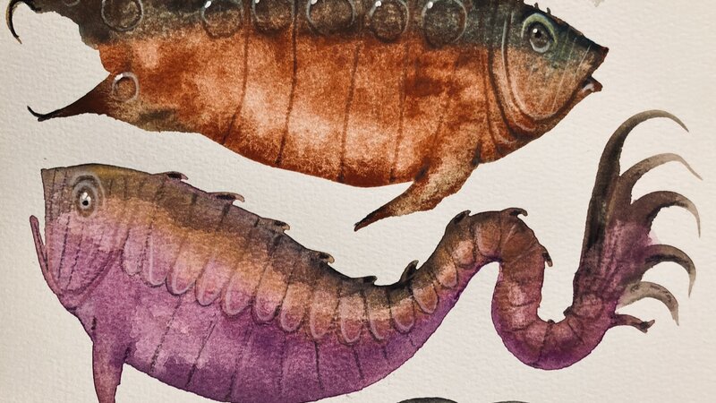 Gouache washes and colored pencils, July, 2024