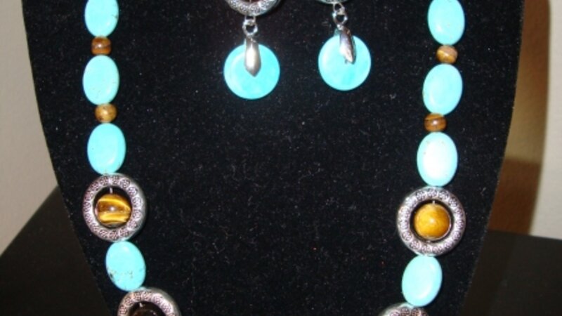 Turquoise & Tigers Eye Stone Jewelry Set