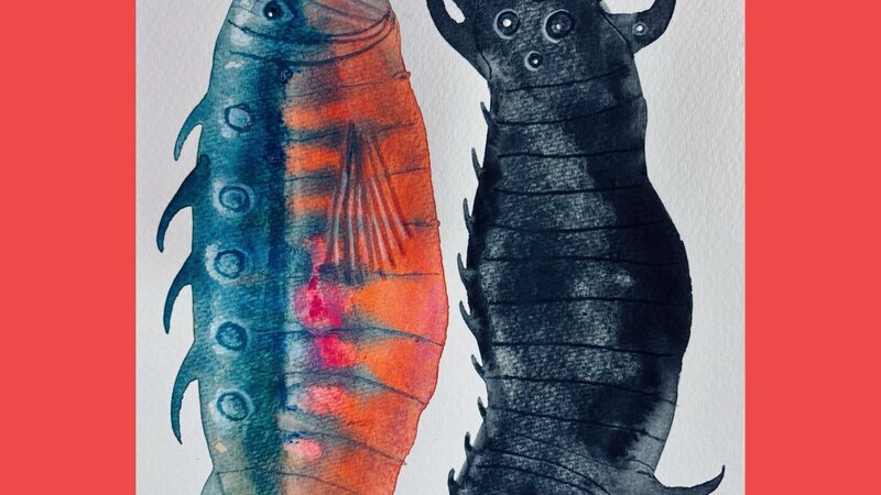 Painting in gouache and colored pencils, February, 2025