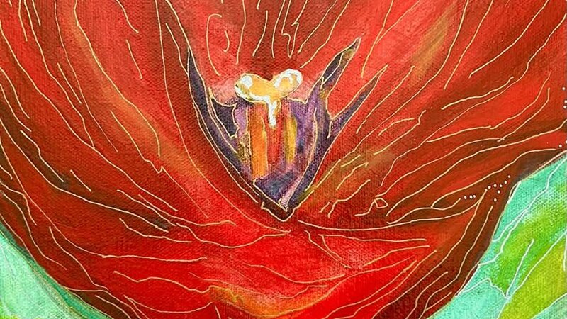Inspired by tulips in my garden, created with acrylics and metalic inks
