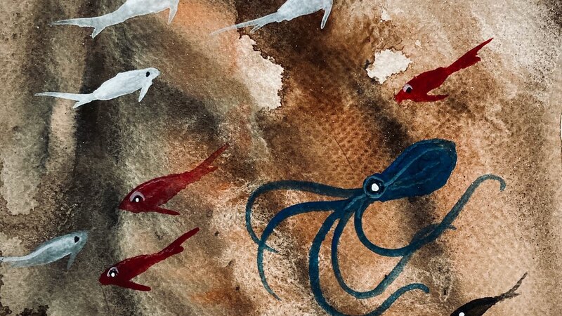 "Just Below", painting in gouache, 2024