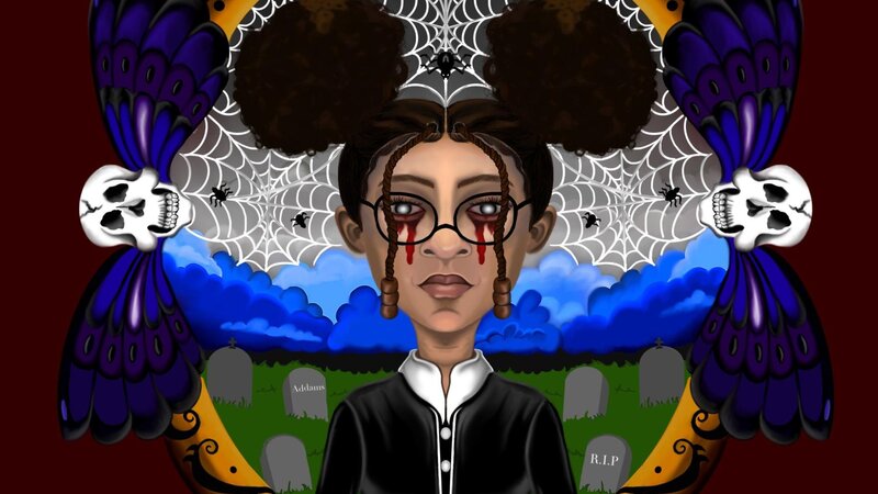 My interpretation of Wednesday Addams. A mixture of realism and amine. 