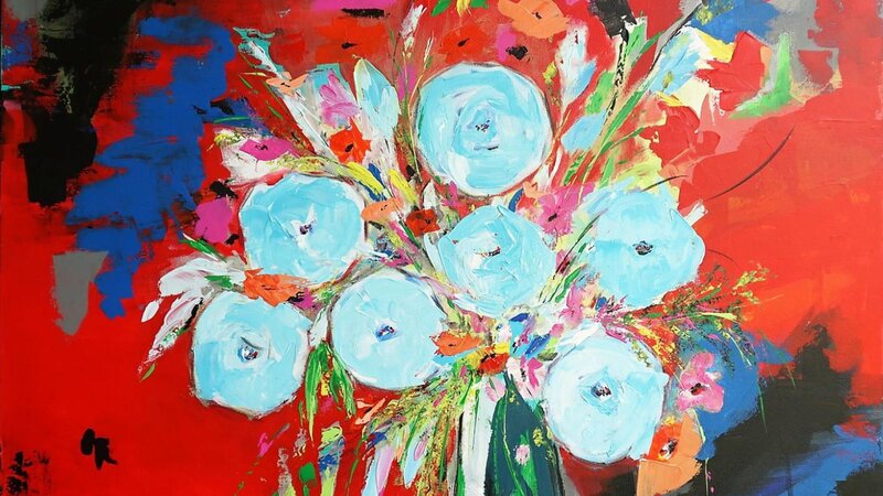 Abstract with flowers