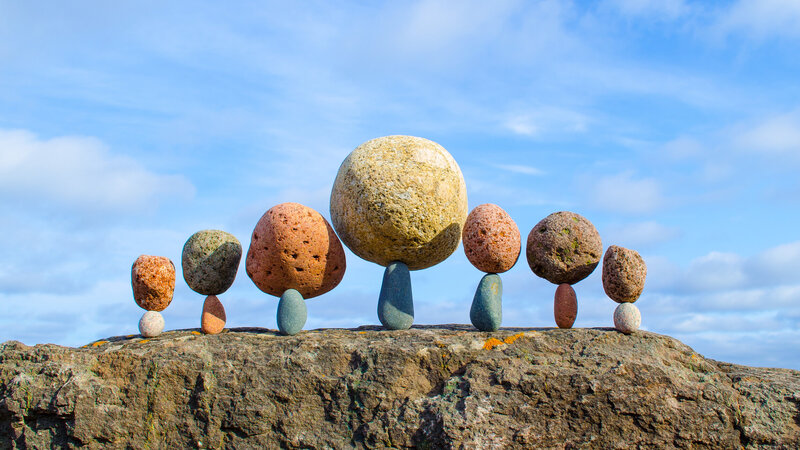 A collection of simple balanced rocks