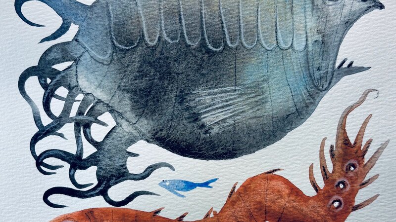 Painting in Gouache and Colored Pencil.