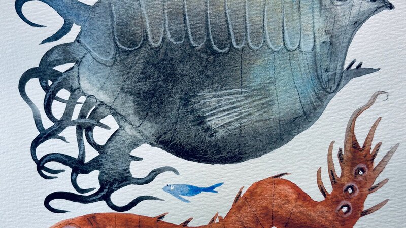 Painting in Gouache and Colored Pencil.