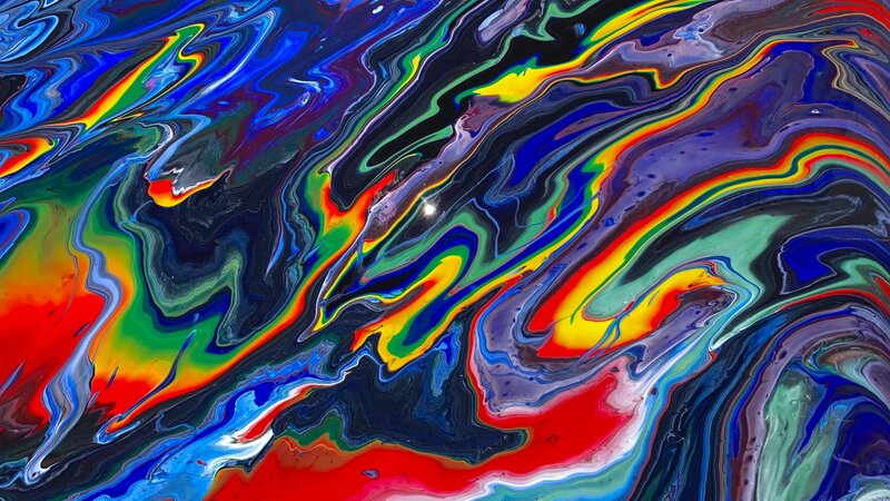 Tempura & acrylic abstract pour created by Jason Hoogvorst in 2021