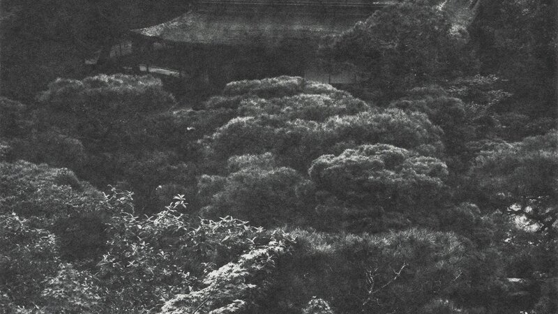 A photogravure print of Ginkakuji temple in Kyoto.