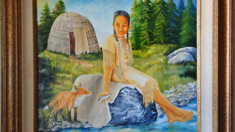 Northeast Woodlands Young Woman gives Fish to Fox