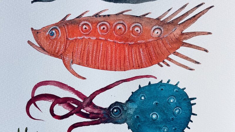 Painting in Gouache and colored pencil, August, 2025.