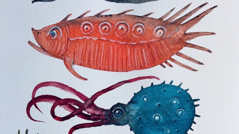 Painting in Gouache and colored pencil, August, 2025.