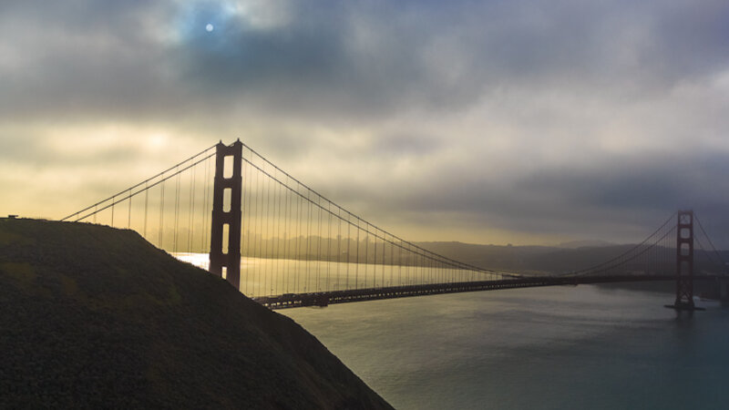 Moon Over Golden Gate Bridge
