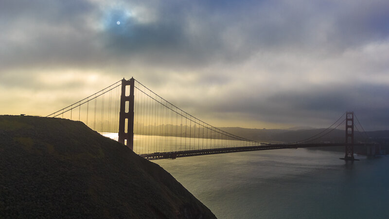 Moon Over Golden Gate Bridge