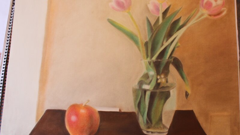 Apple Beside the Tulips