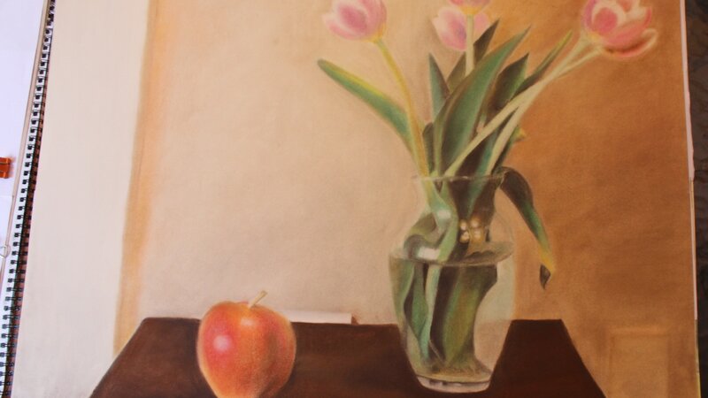 Apple Beside the Tulips