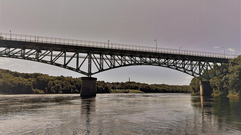 tall bridge spanning a river
