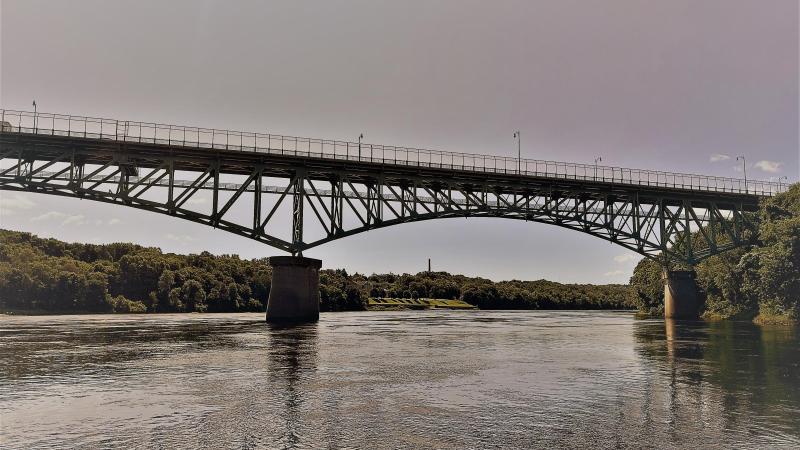 tall bridge spanning a river