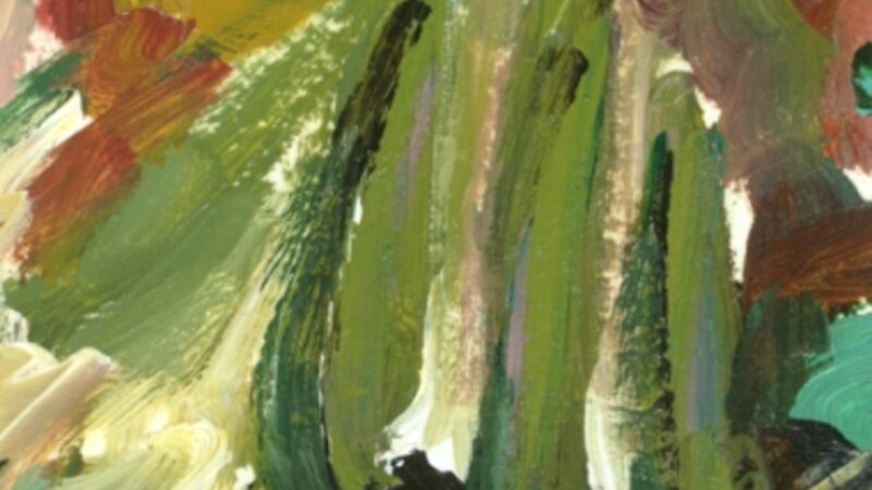 painting of trees along the sugar mill road on Maui