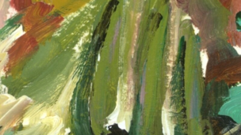 painting of trees along the sugar mill road on Maui