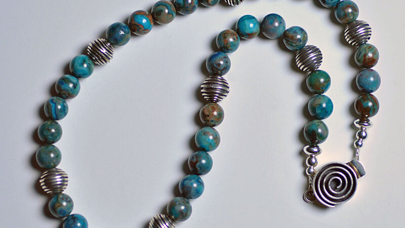 Blue Dyed Crazy Lace Agate Necklace