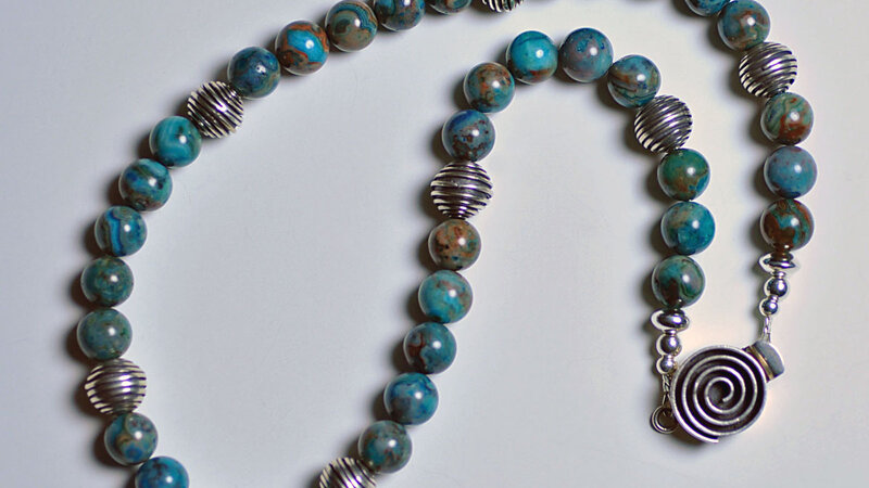 Blue Dyed Crazy Lace Agate Necklace