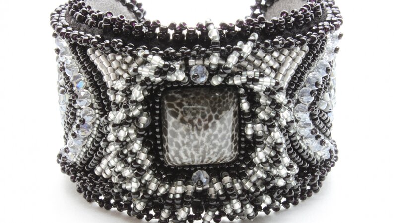 Bohemian Black and Gray Cuff Bracelet