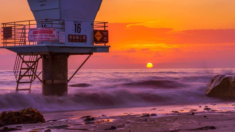 Burning Sunset at San Elijo State Beach, California