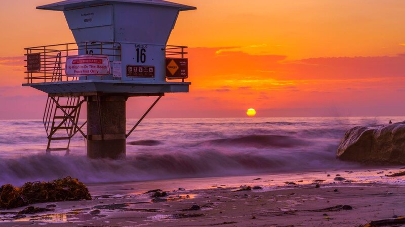Burning Sunset at San Elijo State Beach, California