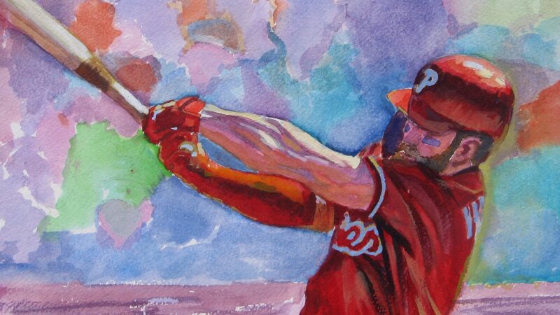 Bryce Harper Art Print Watercolor Philadelphia Phillies 