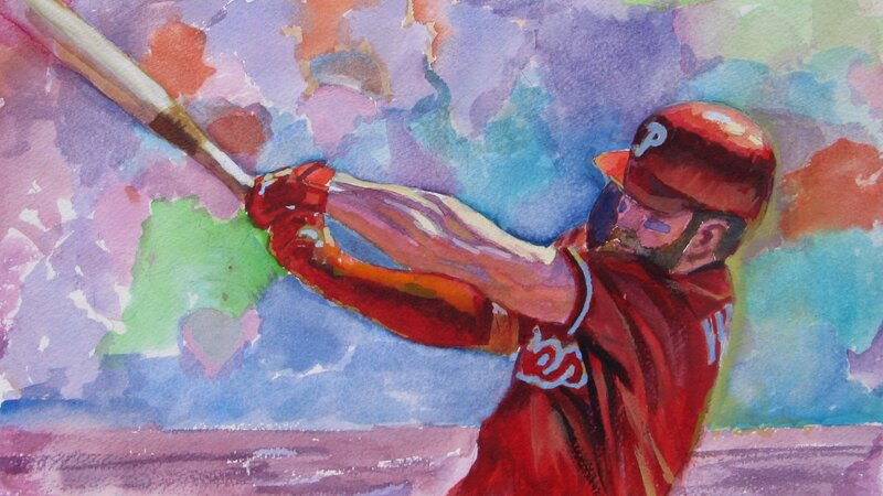 Bryce Harper Art Print Watercolor Philadelphia Phillies 